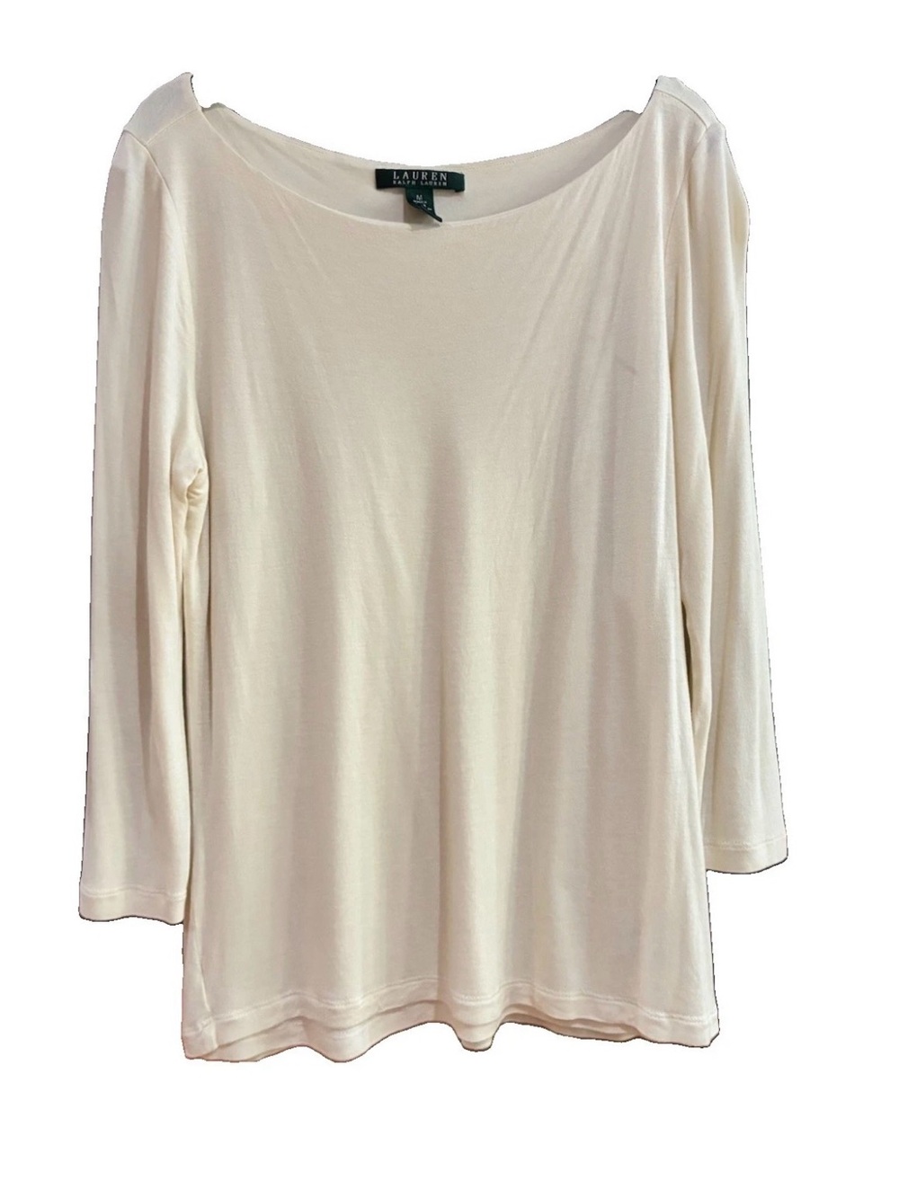 Lauren Ralph Lauren Cream 3/4 Long-Sleeve Fully Lined Blouse, Size M
